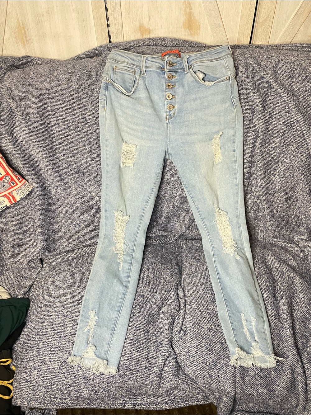 Wax Jean Light Blue Distressed Skinny Jeans